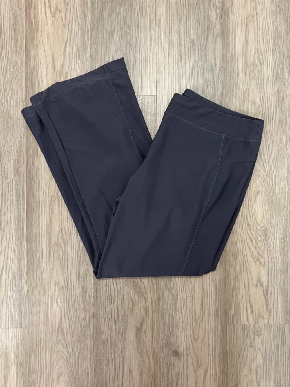 LL Bean Athletic Pants Womens XL Reg Blue Gray Cropped Wide Leg Bootcut